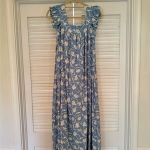 a new day Cornflower Blue and Cream Floral Maxi Dress